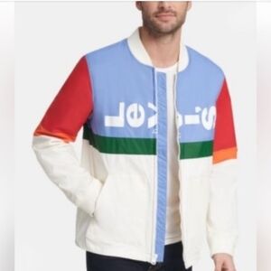 Levi’s Colorblock Windbreaker Jacket Retro 90s Style Large Logo Blue White XL